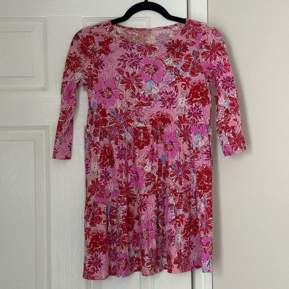 Lilly Pulitzer Girls Geanna Swing Dress Lilac Thistle in the Wild Flowers XL